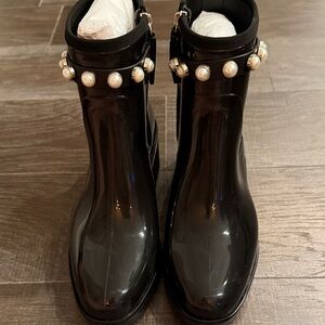 Black Pearl-Embellished Women's Kate Spade Rain Boots